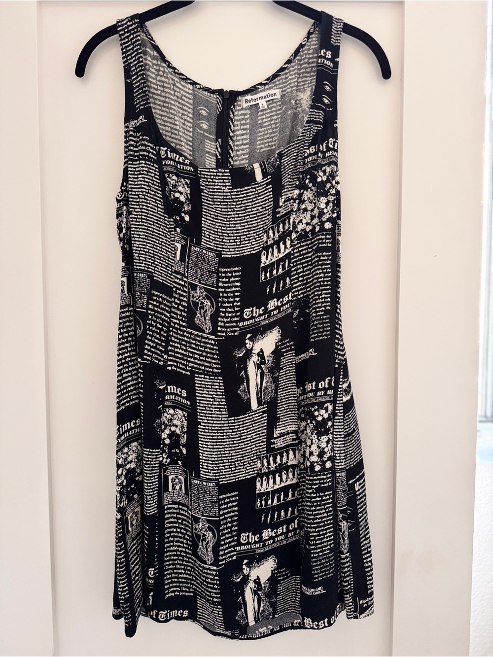 Reformation Black and White Newspaper Print Tank Dress - Picture 6 of 8